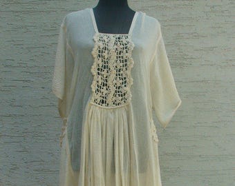 Boho White Dress, White Lace Dress, Plus Size Dress, Hippie Wedding Dress, White Dress, Short Dress,Short Sleeve Summer Dress,Ethno Clothing