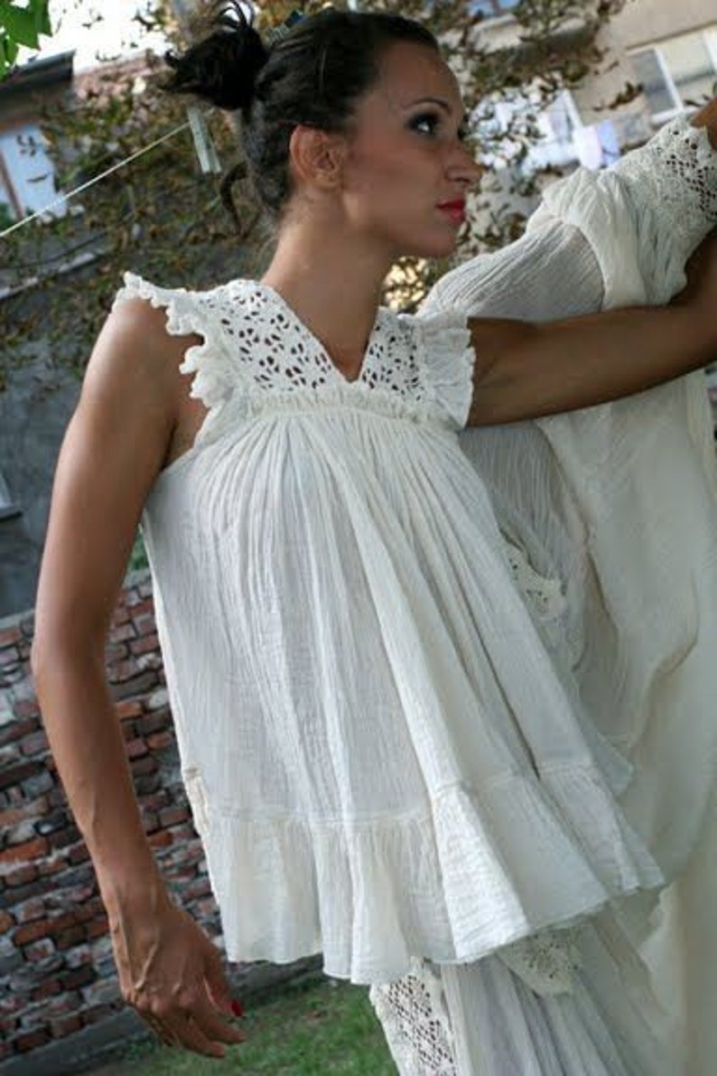 Crochet Top, White Summer Top, Boho Clothing, Bohemian Blouse, Crochet Lace Top, Tunic Top, Plus Size Top, Crochet Clothing, White Tank Top image 1