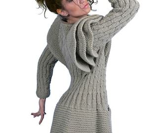 Knitted Cardigan, Women Cardigan, Avant Garde Clothing, Long Cardigan, Gray Cardigan, Wool Cardigan, Extravagant, Hand Knitted Top, Knitwear