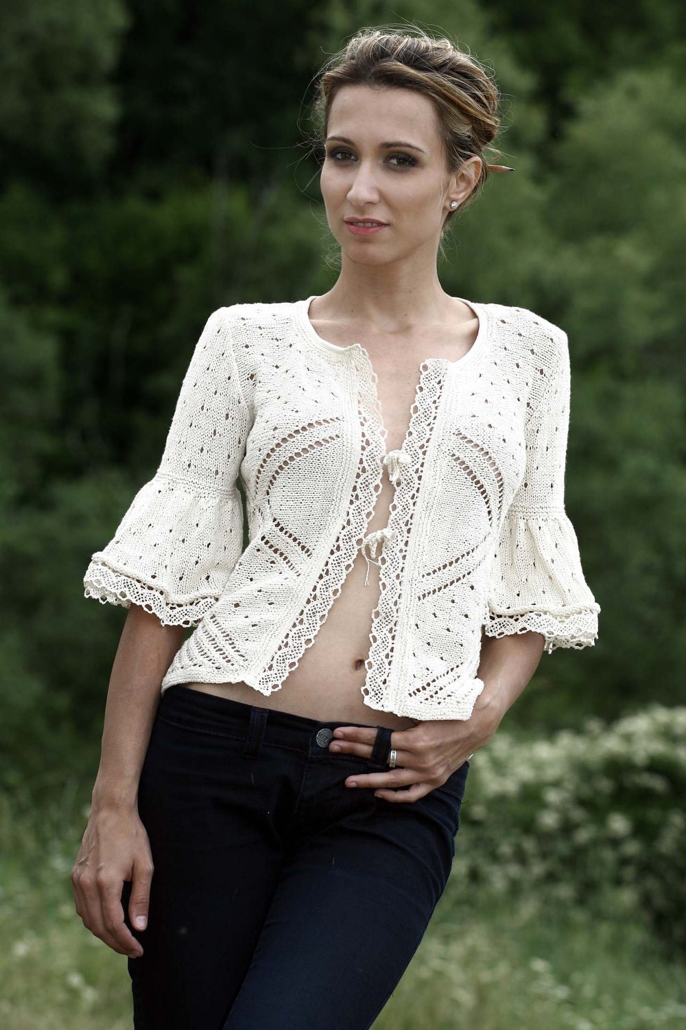 【Ameri】　CROCHET LIKE JACKET SET COAT Ameri（アメリ）の「CROCHET LIKE JACKET SET COAT（その他