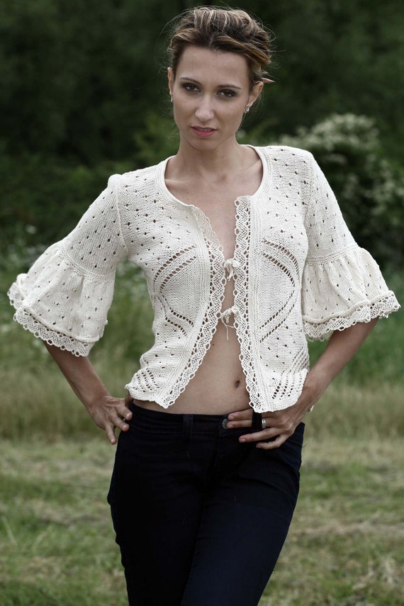 Crochet Jacket, Crochet Clothing, Lace Coat, Short Coat, Sexy Coat, White  Coat, Women Wedding Clothing, Crochet Summer Top, Edwardian - Etsy
