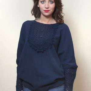 Blue Tunic, Crochet Tunic, Plus Size Clothing, Mohair Tunic, Lace Clothing, Tunic For Women, Winter Tunic, Oversized Tunic, Minimalist