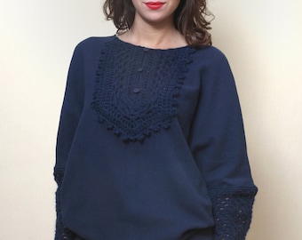 Blue Tunic, Crochet Tunic, Plus Size Clothing, Mohair Tunic, Lace Clothing, Tunic For Women, Winter Tunic, Oversized Tunic, Minimalist