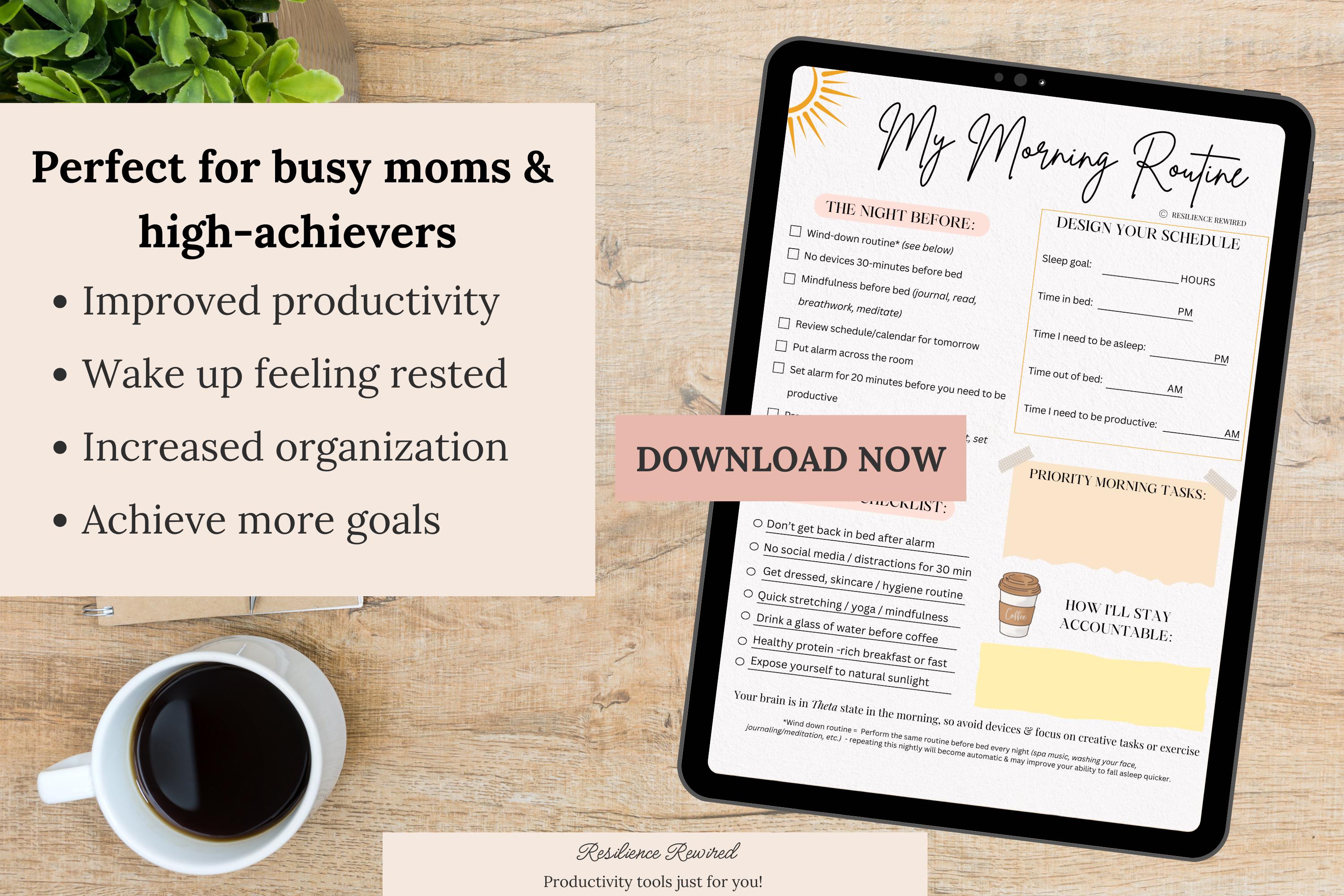 Productivity Morning Routine Tracker for Organization - Etsy