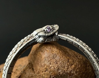 Ouroboros Snake Ring, 925 Sterling Silver Mythological Serpent Ring