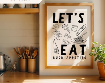 Italian Restaurant Poster Printable Wall Art Cooking Display Italian Accent Home Decor Food Print Kitchen Room Cooking Sign Dining Space Art