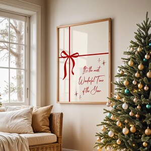 Most Wonderful Time Of The Year Christmas Wall Art Print Minimalist Holiday Decor Typography Art Hand Drawn Xmas Gift Seasonal Home Decor