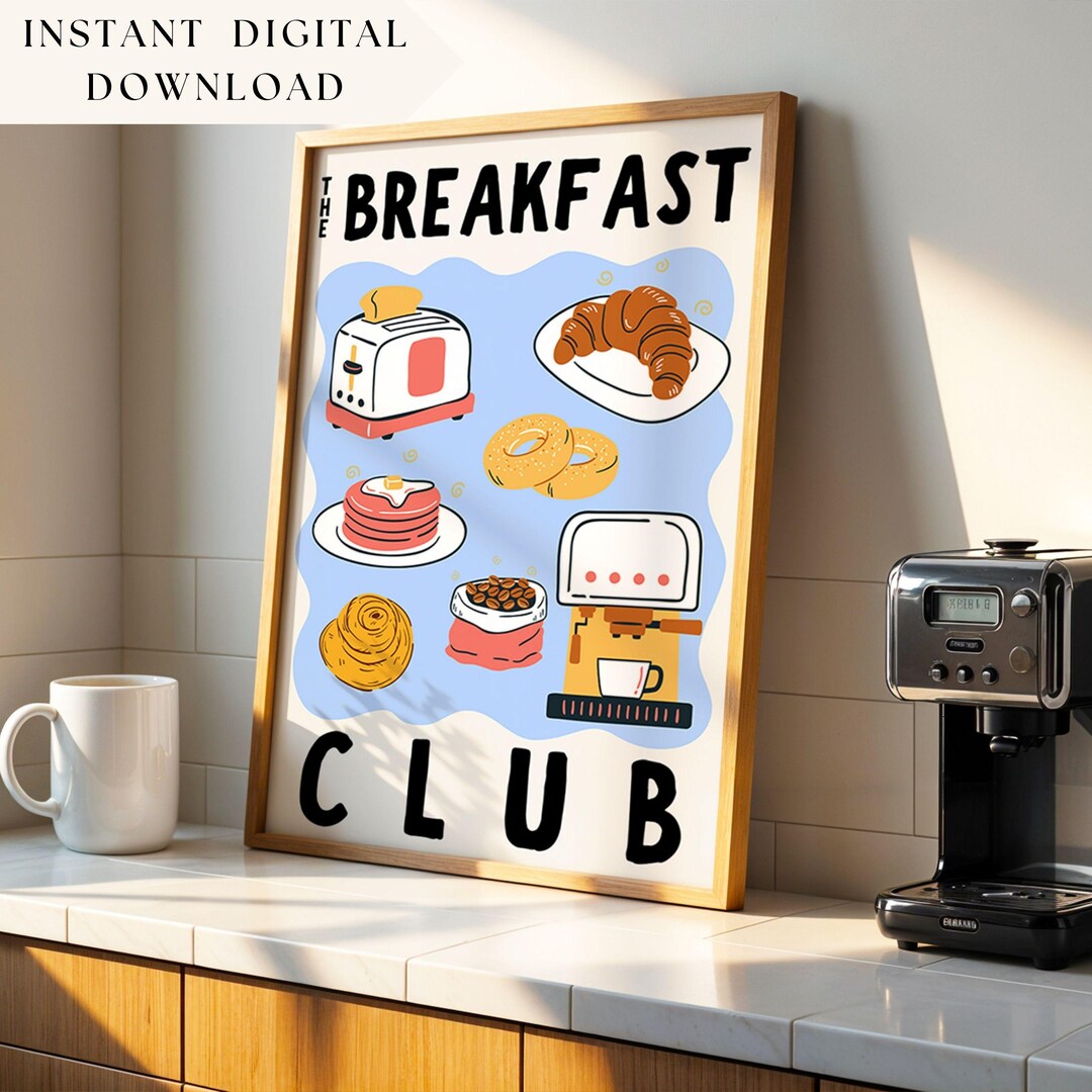 kitchen wall art set retro pie vintage printable... Printable Retro Art Vintage Kitchen Decor Breakfast Wall Print 1950s ...