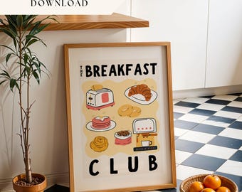 ヴィンテージキッチンデコレーション 印刷可能なレトロアート 朝食用ウォールプリント 1950年代のダイナーアート レトロキッチンプリント レトロブランチアート デジタルダウンロードプリント