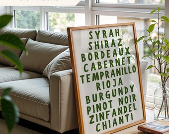 Printable Wine Instant Download Wine Cocktail Poster Bar Art Cocktail Wall Art Bar Cart Art Alcohol Poster Printable Wall Art Red Wine Print