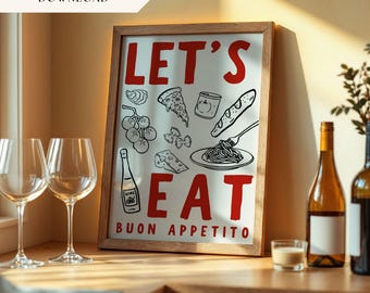 Italian Accent Home Decor Printable Wall Art Italian Restaurant Poster Cooking Display Food Print Kitchen Room Cooking Sign Dining Space Art