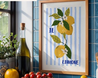 Lemon Kitchen Wall Art Summer Italian Kitchen Wall Print Lemon Decor Limoncello Art Fruit Print for Dining Room Cafe Restaurant Wall Poster