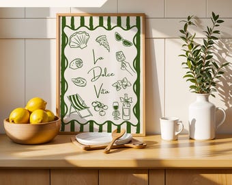 Coastal Print Art Digital Download Italian Beach House Kitchen Print Summer Home Decor Mediterranean Style Printable Art Italian Kitchen Art