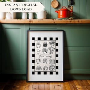 Kitchen Wall Art Room Display Morning Print Cafe Restaurant Wall Breakfast Nook Space Design Home Display Kitchen Accent Room Art Cafe Print
