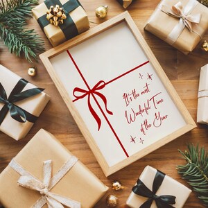 Most Wonderful Time Of The Year Christmas Wall Art Print Minimalist Holiday Decor Typography Art Hand Drawn Xmas Gift Seasonal Home Decor