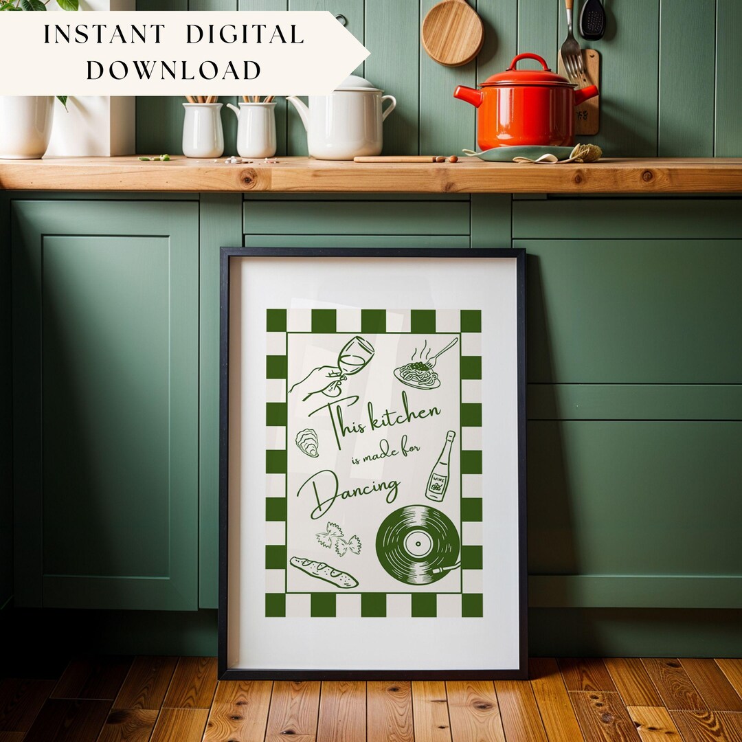 kitchen wall art set retro pie vintage printable... Retro Kitchen Digital Download Print This Kitchen is Made for Dancing ...