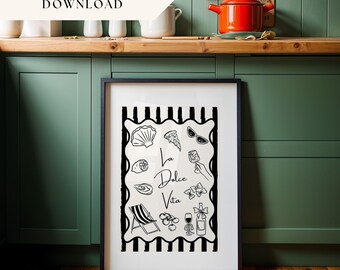 Coastal Wall Art Digital Download Italian Beach House Kitchen Print Summer Home Decor Mediterranean Style Printable Art Italian Kitchen Art