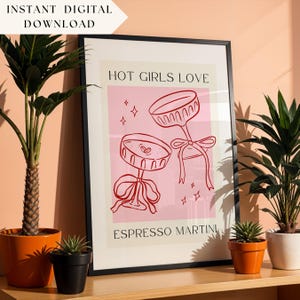 Hot Girls Love Espresso Martini Digitale Download Cocktail Poster Bar Cart Art Bar Wall Art Print Home Decor Art Martini Cocktail Art