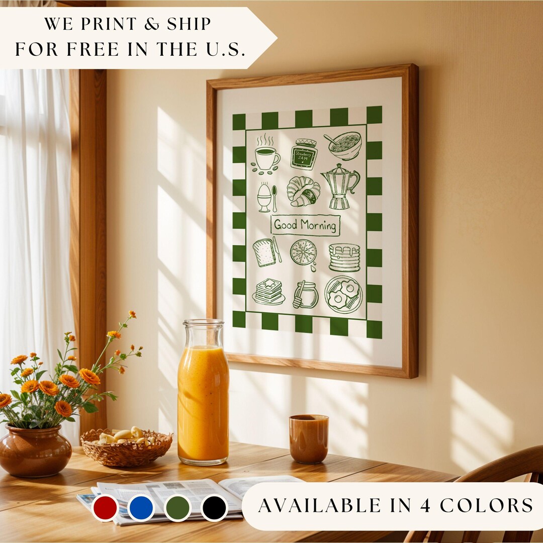 Breakfast Wall Art Print Kitchen Wall Decor Bistro Kitchen Decor Food ...