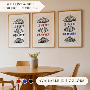 French Kitchen Wall Art Croissant Print Breakfast Decor Petit Dejeuner Poster Bakery Wall Decor Restaurant Artwork Food Illustration Print