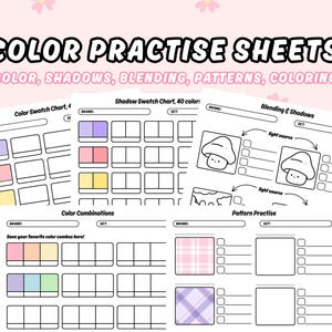 Tabla de muestras de color imprimible, hojas de muestras de color en blanco (PDF), práctica con marcadores de alcohol, organizador de 120 colores, descarga digital instantánea