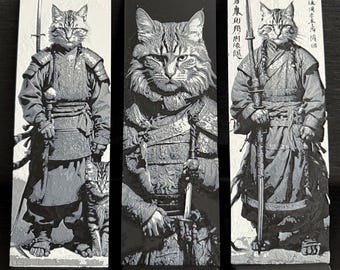 Samurai Cat 3D Bookmarks: Feline Grace Meets Warrior Spirit (Pack of 3)