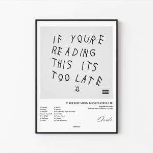 IfYoureReadingThisItsTooLate album cover poster/album cover posters/Digital Download,For him,Drake,Spotify Plaque,Gift for her