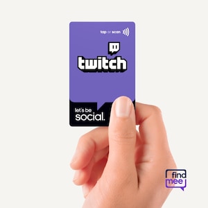 FindMee Twitch NFC Social Media Card, Double-Sided QR Code, Custom Name
