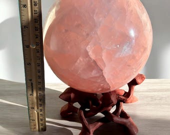 12+ Pound GIANT Rose Quartz Crystal Sphere Mineral Display Specimen