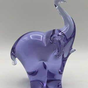 Murano Alexandrite Neodymium Purple Blue Art Glass Elephant Figurine 6.5” Tall