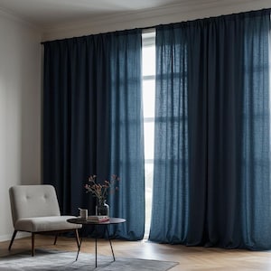 Extra Wide Thick Linen Curtains for Living Room and Bedrom, Heavy Linen Drapery Panels, Room Darkening Linen Curtains for Rod and Track