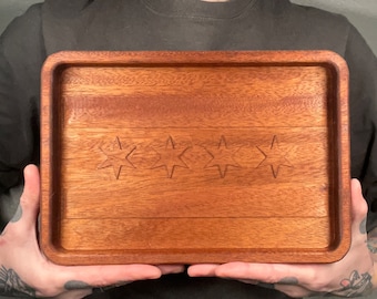 Chicago Flag mahogany catch-all tray