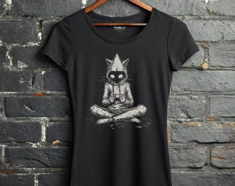 Camiseta Techno Future Cat con capucha, camiseta gamer con gatito, ropa alternativa para mujer, estética glitchcore.
