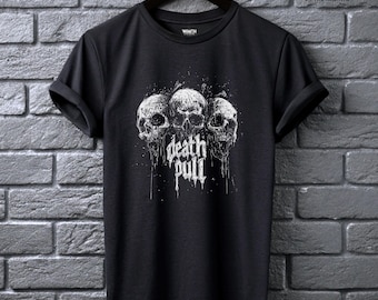 Camiseta Death Pull Skull, ropa alternativa para hombre, estética gótica punk deathcore