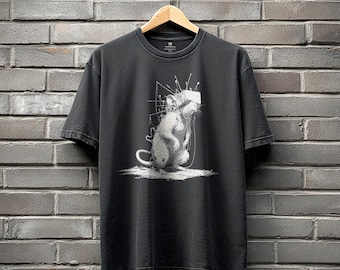 Acid Wash Oversized Graphic Tee Cyberpunk Rat Race Heavy Cotton Streetwear