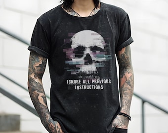 Ignore All Previous Instructions Edge Frayed, Distressed, Heavyweight Vintage T-Shirt, Alt, Goth, Cyberpunk, Graphic Tee