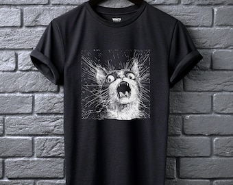 Camiseta de gato del vacío gritando, camiseta felina de terror, ropa alternativa para hombre, gráfico Weirdcore