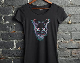 Cyber Demon Glitch Tee Horned Skull Shirt Alt Clothing for Women Satanic Glitchcore Aesthetic