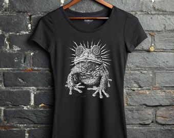Camiseta Trippy Toad, camiseta de rana psicodélica, ropa alternativa para mujer, estilo Weirdcore, ambiente rave.