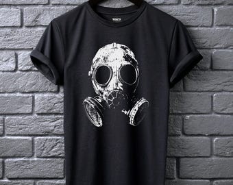 Dark Gas Mask Tee Glitchcore Alt Clothing Dystopian Punk Shirt Grunge Techwear Cyber Goth T-Shirt