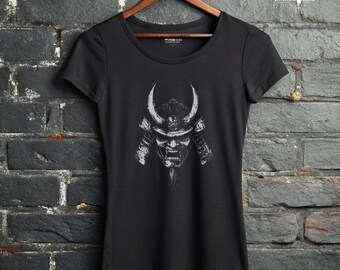 Shogun Tee Gothic Samurai Mask Shirt Alt Clothing for Women Dark Warrior Aesthetic