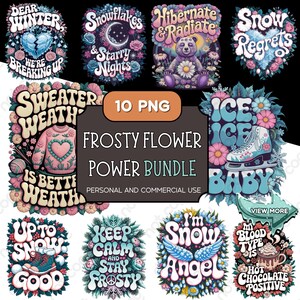 Ensemble PNG hiver, 10 modèles rétro, neige, téléchargement numérique, sublimation Cricut, usage commercial, POD, fichiers Art hippie, Style années 70, graphisme