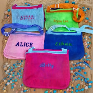 Personalized Seashell Zipper Mesh Back Pack Tote, Embroidered Beach Bag, Monogrammed Backpack Sea Shell Bags,Summer Pool Accessories