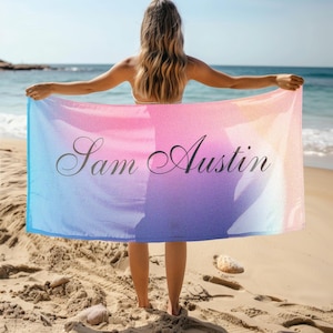 Personalized Beach Towel with Icon and Name – Cute Design for Kids & Teens