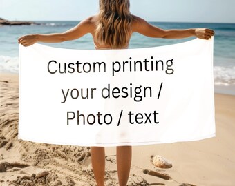 Custom Photo Beach Towel, Monogrammed Towels, Summer Pool Vacation, Personalized Home Gift
