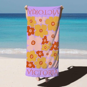 Personalized Beach Towel – Custom Name Gift for Girls Trip, Bridesmaids, or Summer Holiday Fun