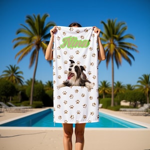 Custom Pet Photo Beach Towel: Personalized Dog Cat Gift