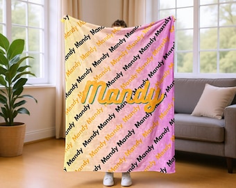 Custom Blanket with Name, Personalized Fleece Throw