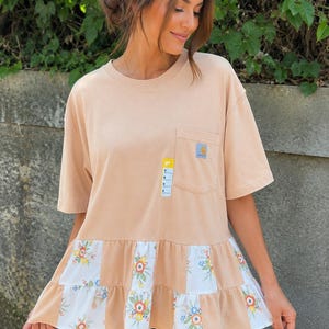 Patch Work | Carhartt Brand T-shirt | Country Western Trendy Apparel | Workwear | One of a Kind | Adorable Clothing | Adult Tees | Handmade