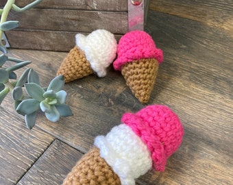 Cono de helado cucharas de ganchillo de catnip orgánico juguete de gato listo para enviar